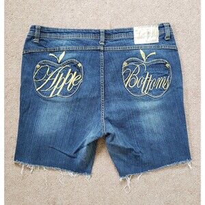 Apple Bottoms Blue Jean Shorts with Gold Embroidery